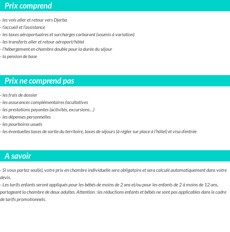 Conditions tarifaires