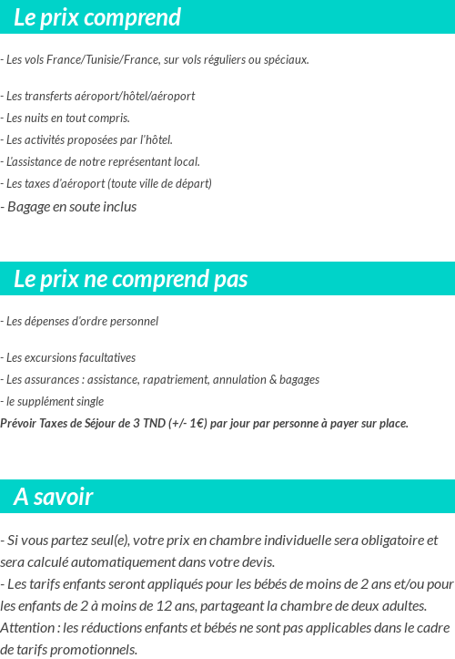 Conditions tarifaires