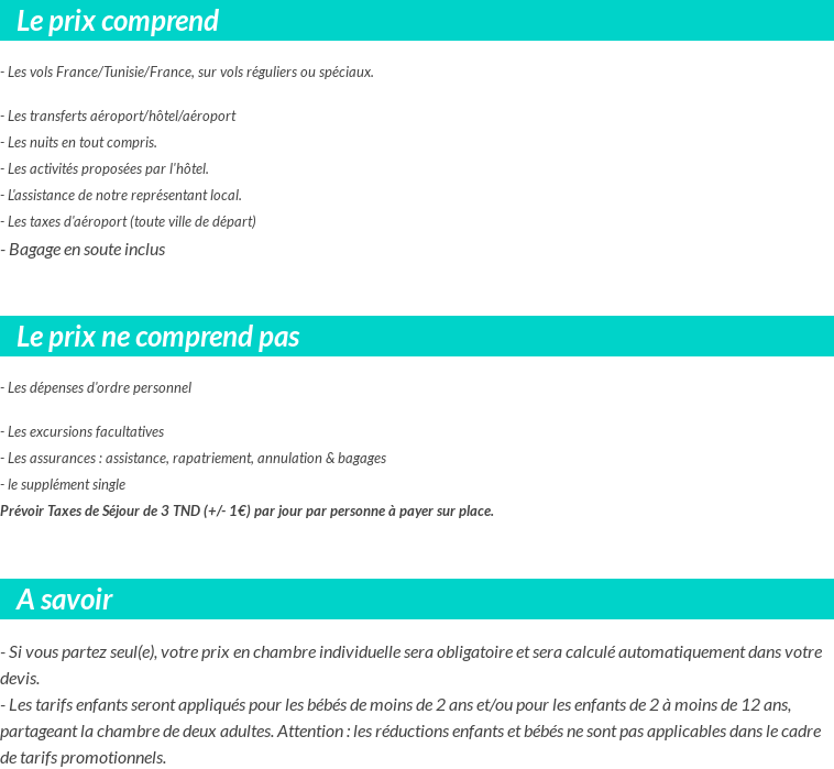 Conditions tarifaires