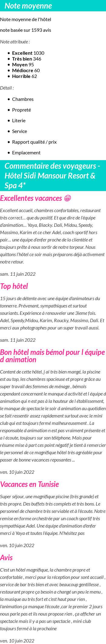 Avis clients