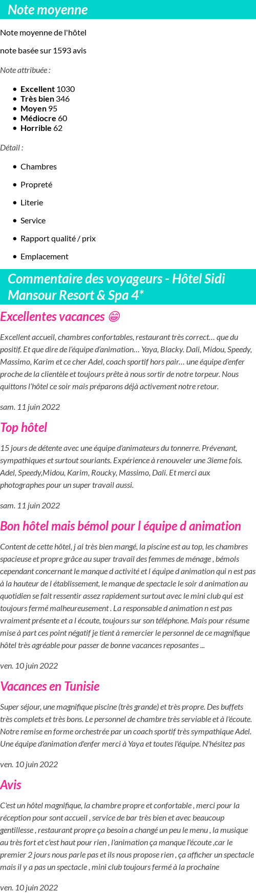 Avis clients