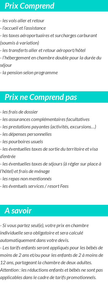 Conditions tarifaires