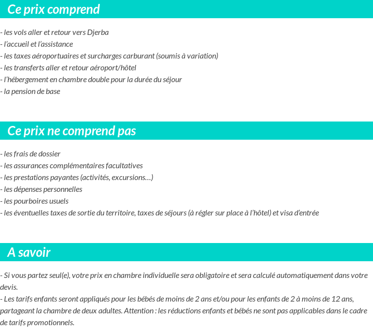 Conditions tarifaires