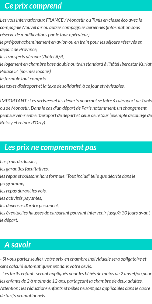 Conditions tarifaires
