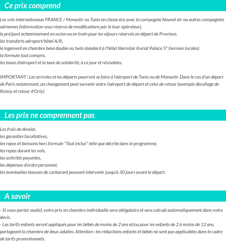 Conditions tarifaires