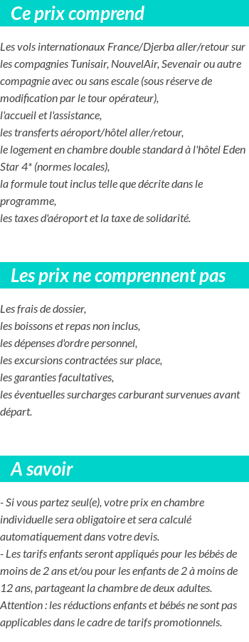 Conditions tarifaires