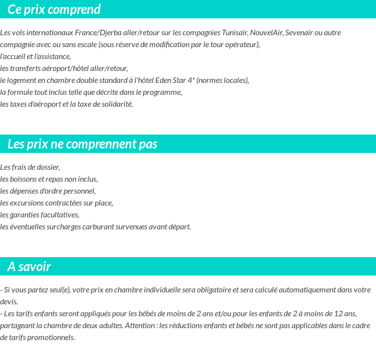 Conditions tarifaires
