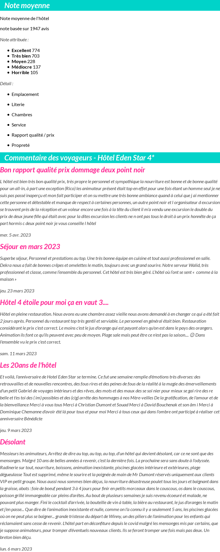 Avis clients