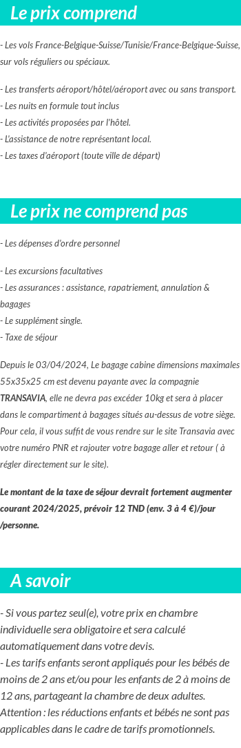 Conditions tarifaires