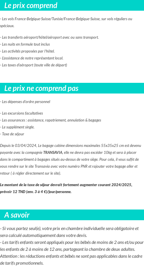 Conditions tarifaires