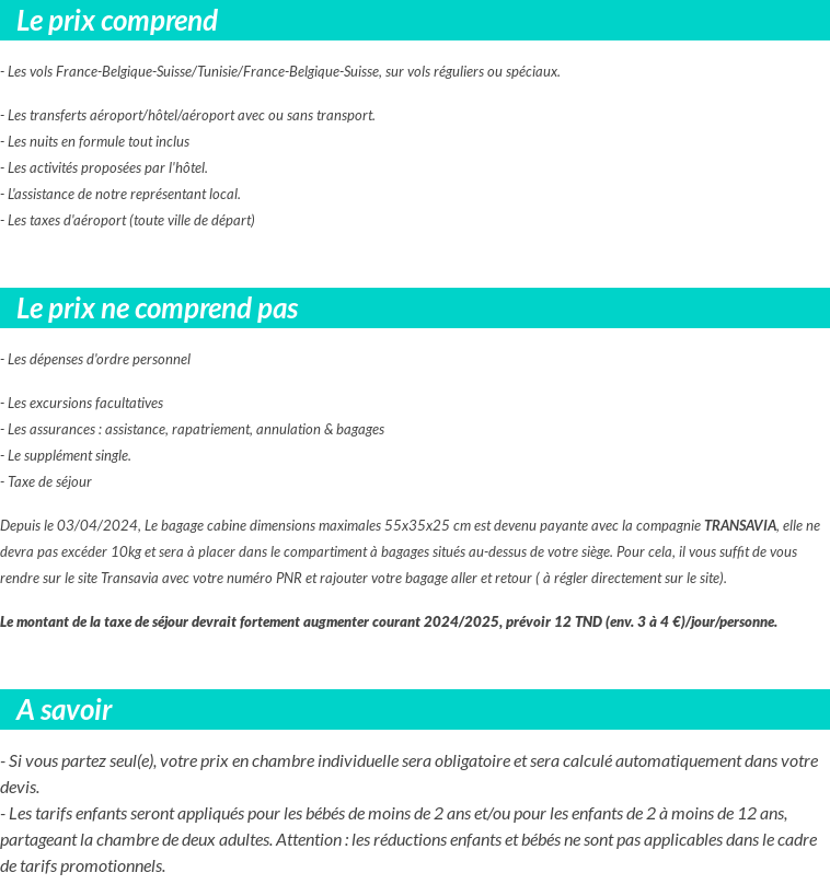 Conditions tarifaires