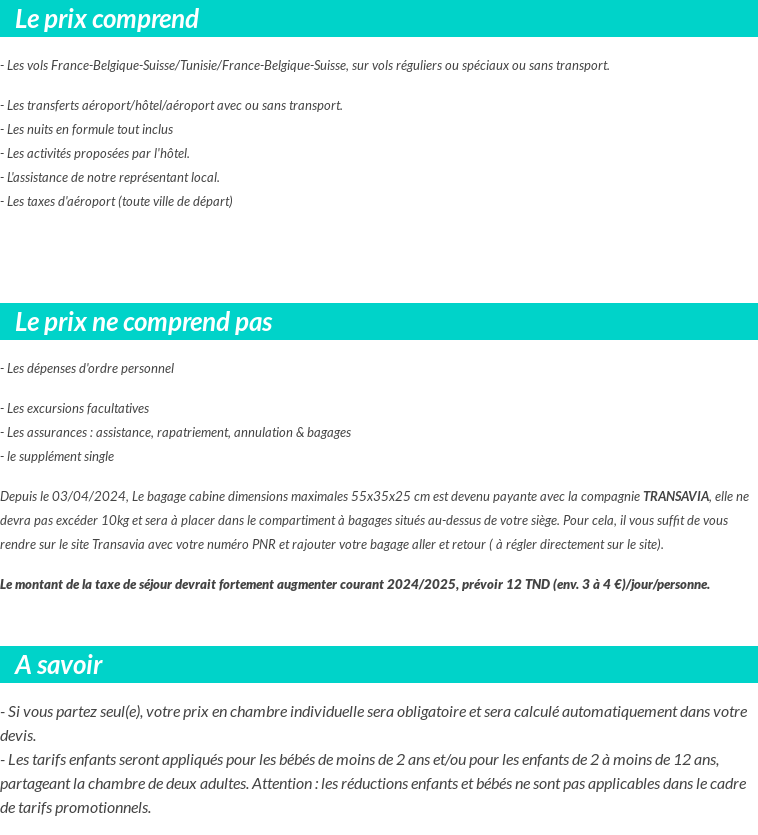 Conditions tarifaires
