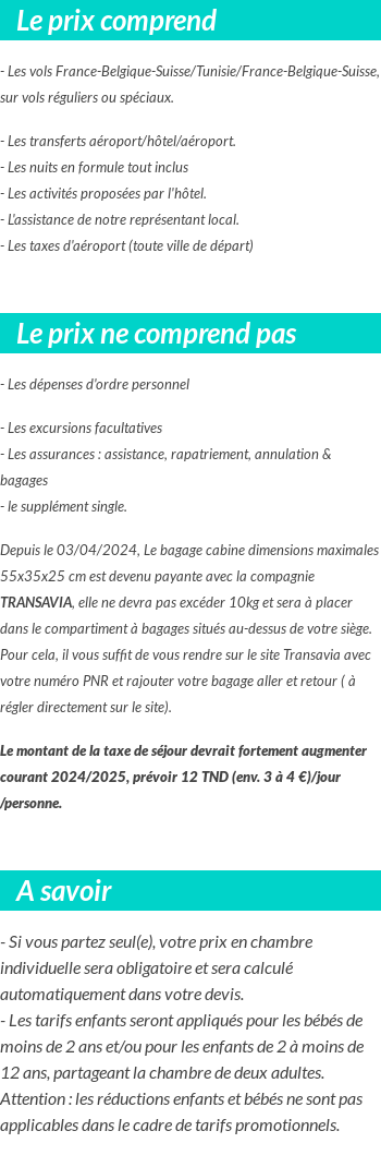 Conditions tarifaires