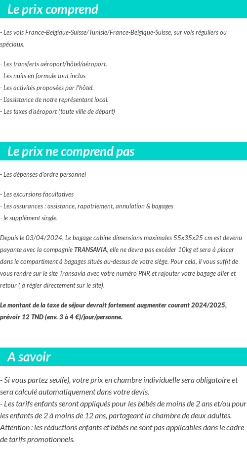 Conditions tarifaires