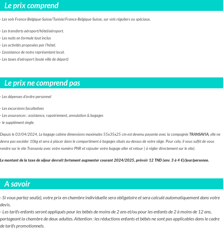 Conditions tarifaires