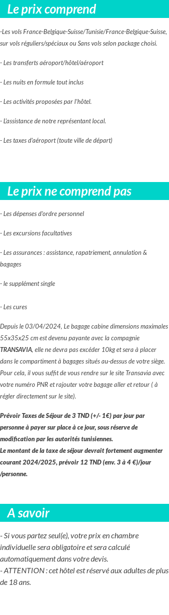 Conditions tarifaires