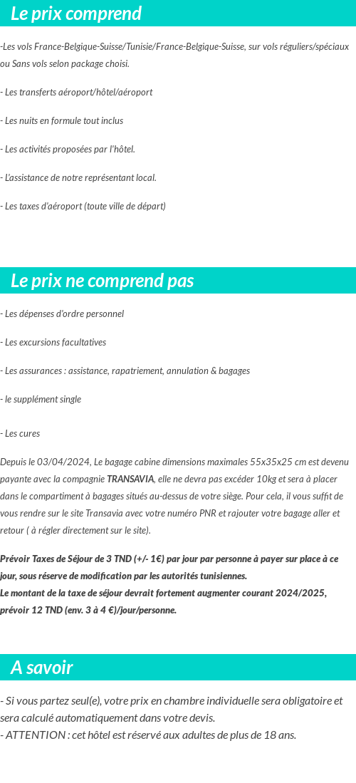Conditions tarifaires