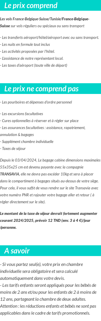 Conditions tarifaires