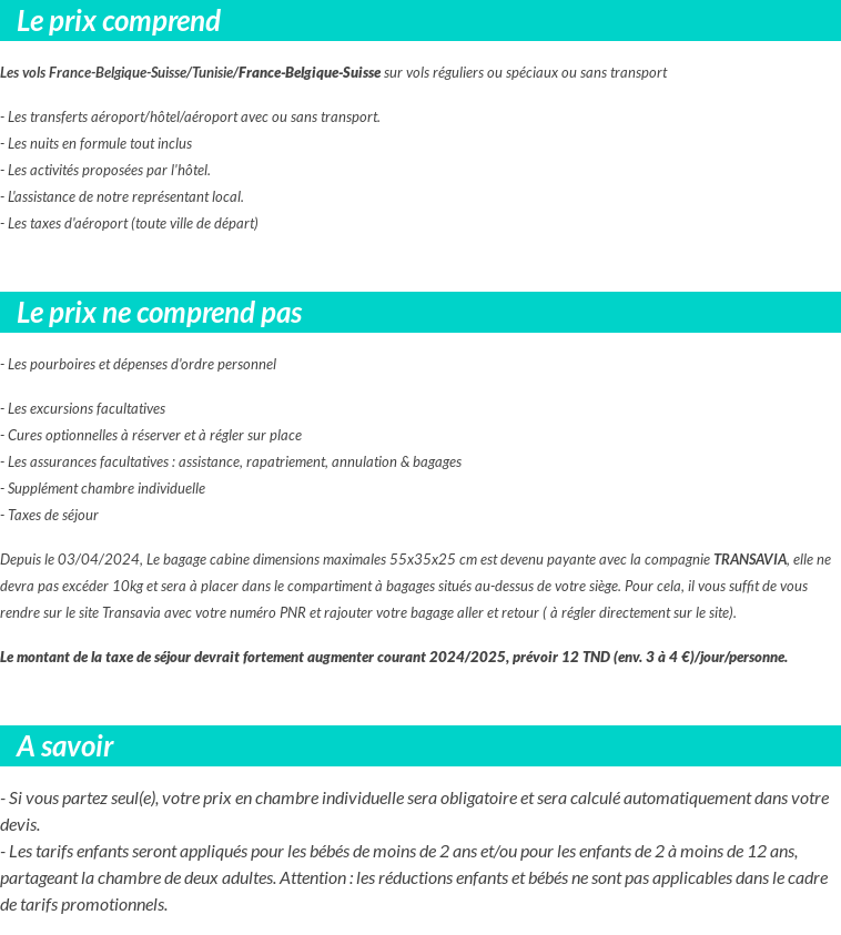 Conditions tarifaires