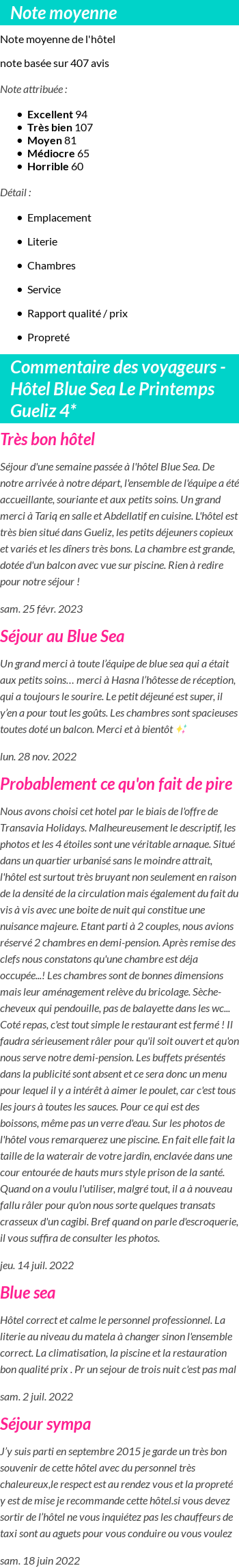 Avis clients