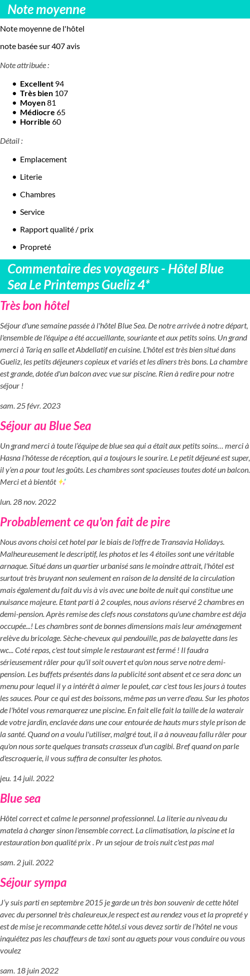 Avis clients