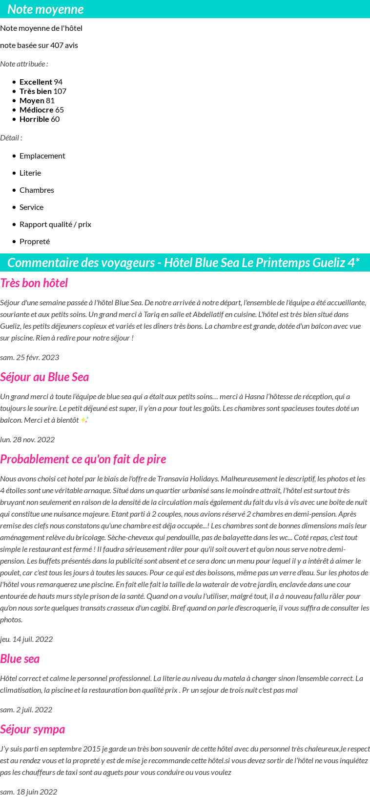 Avis clients