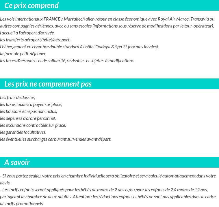 Conditions tarifaires