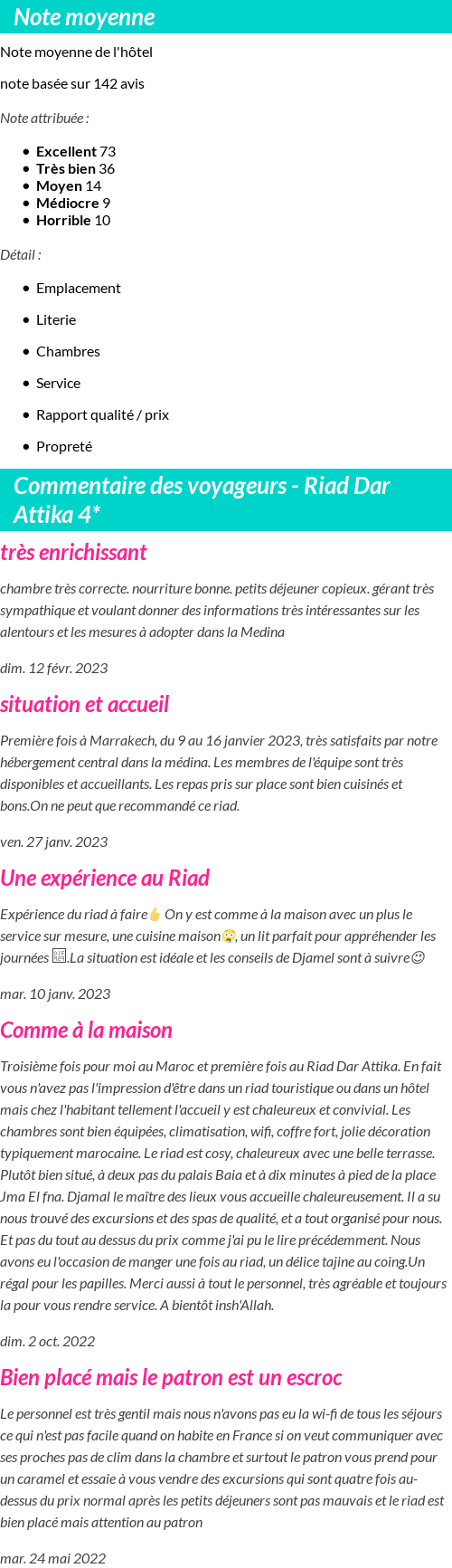 Avis clients