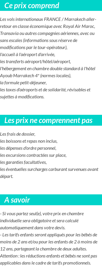 Conditions tarifaires
