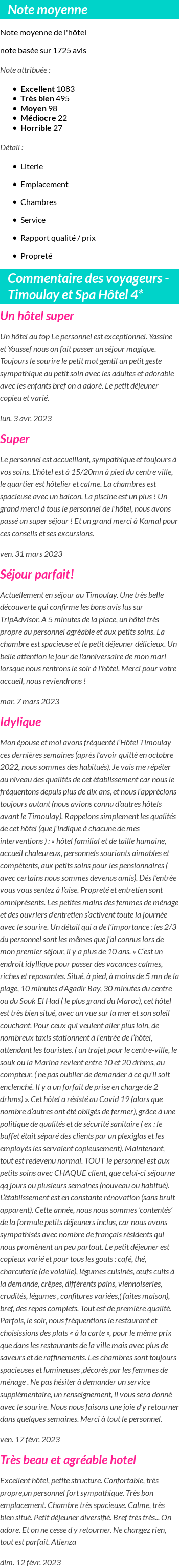 Avis clients