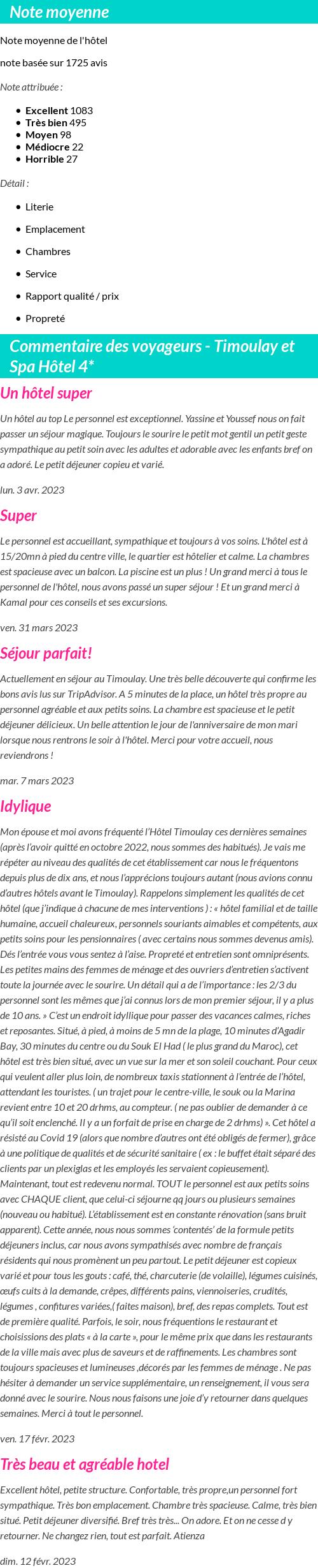Avis clients