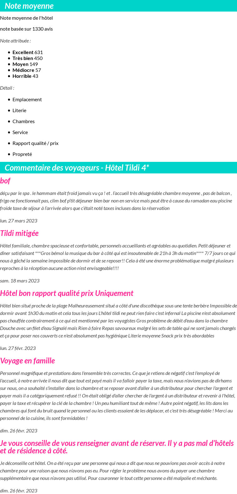 Avis clients