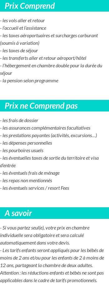 Conditions tarifaires