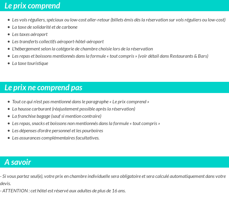Conditions tarifaires