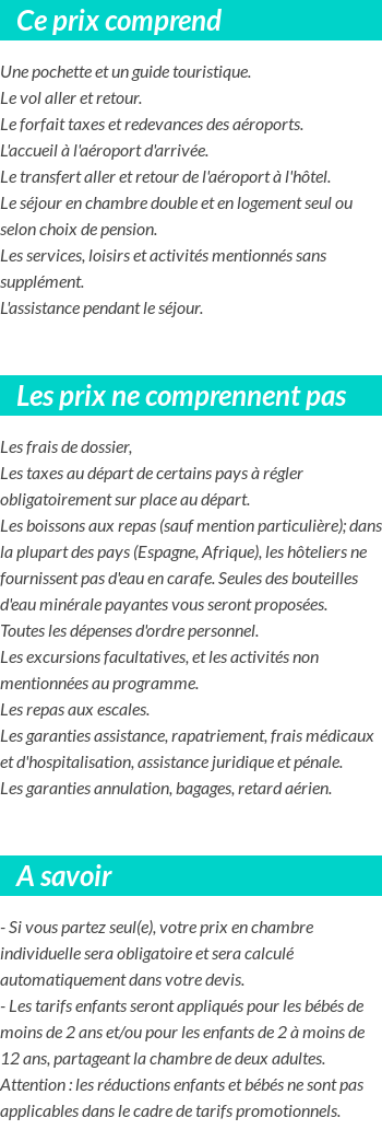 Conditions tarifaires