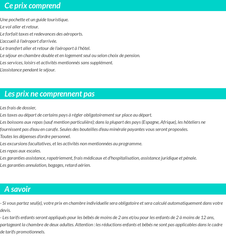 Conditions tarifaires