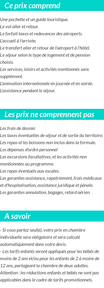 Conditions tarifaires