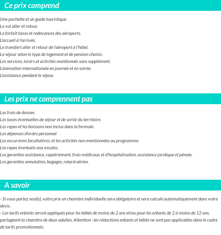 Conditions tarifaires