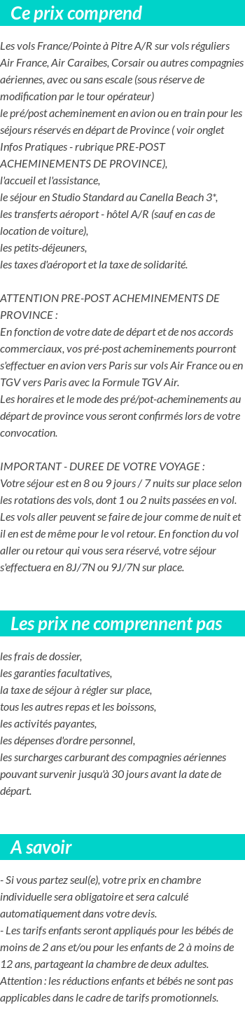 Conditions tarifaires