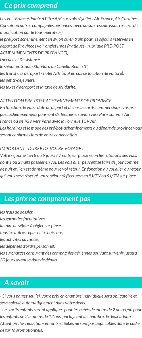 Conditions tarifaires