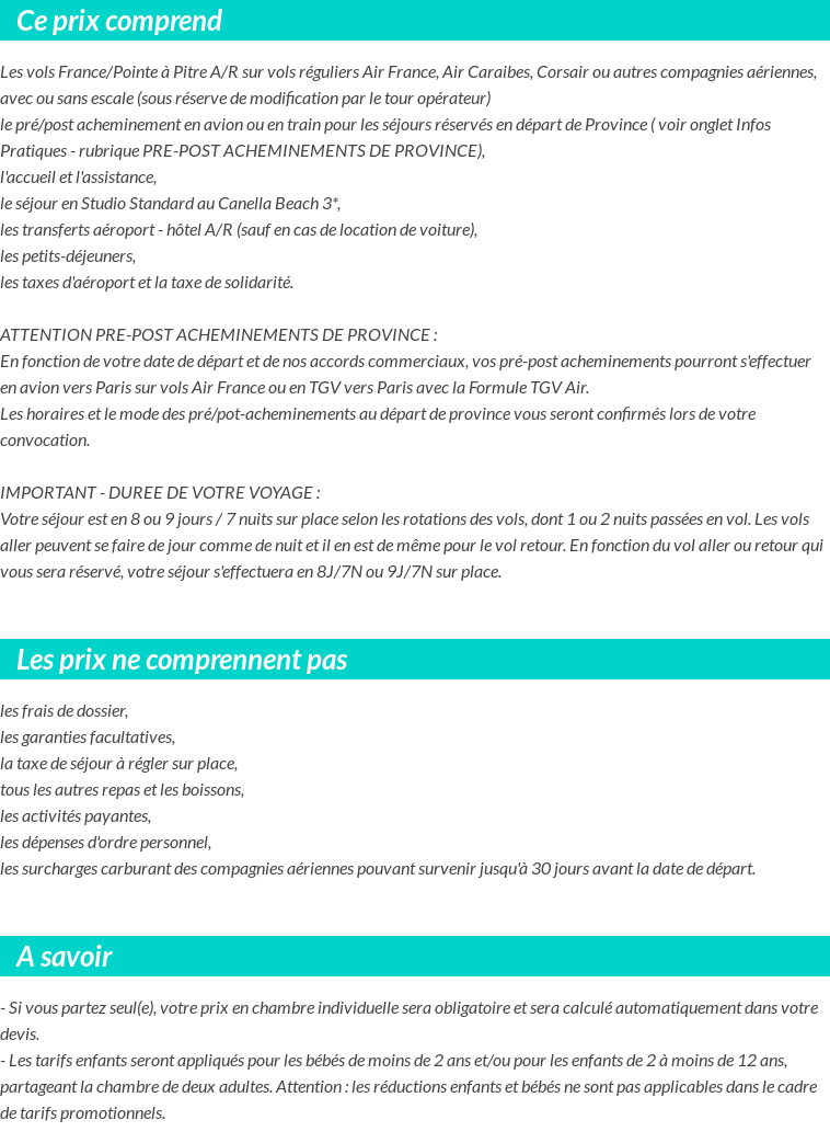 Conditions tarifaires