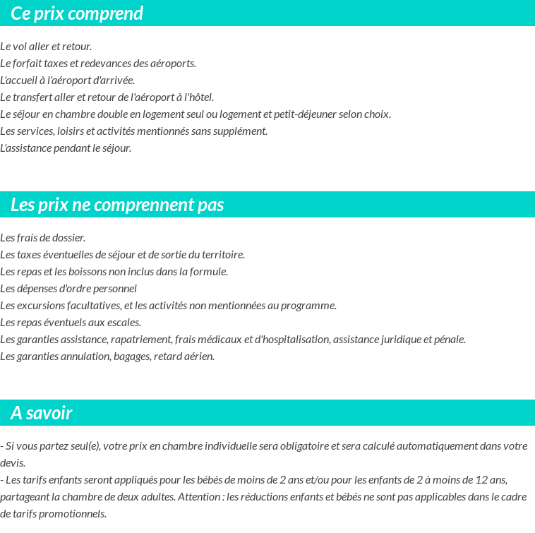 Conditions tarifaires