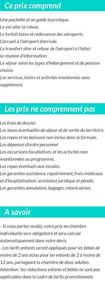 Conditions tarifaires