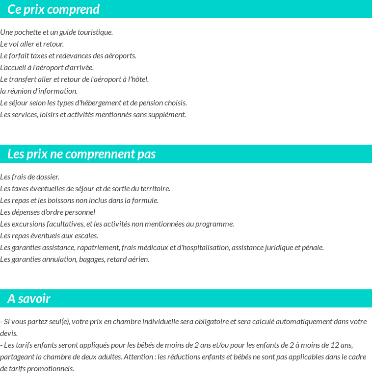 Conditions tarifaires