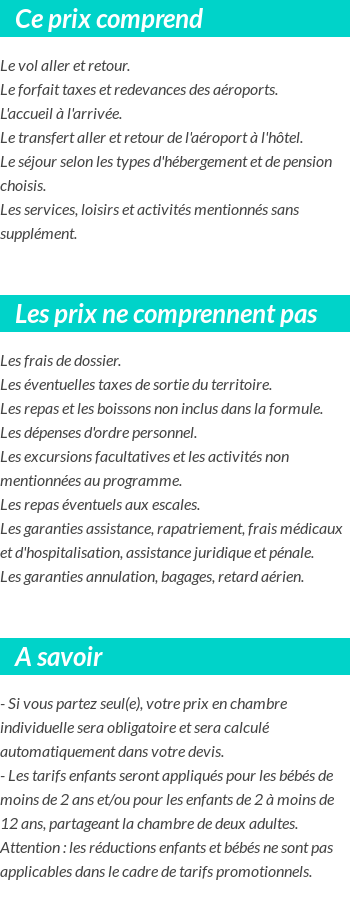 Conditions tarifaires