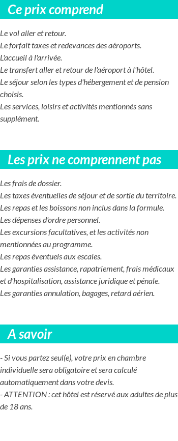 Conditions tarifaires