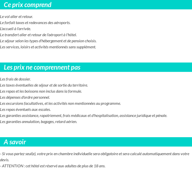 Conditions tarifaires