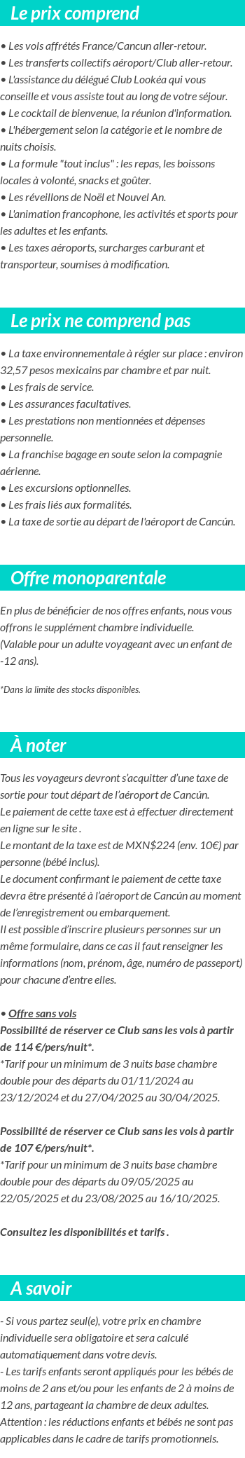 Conditions tarifaires