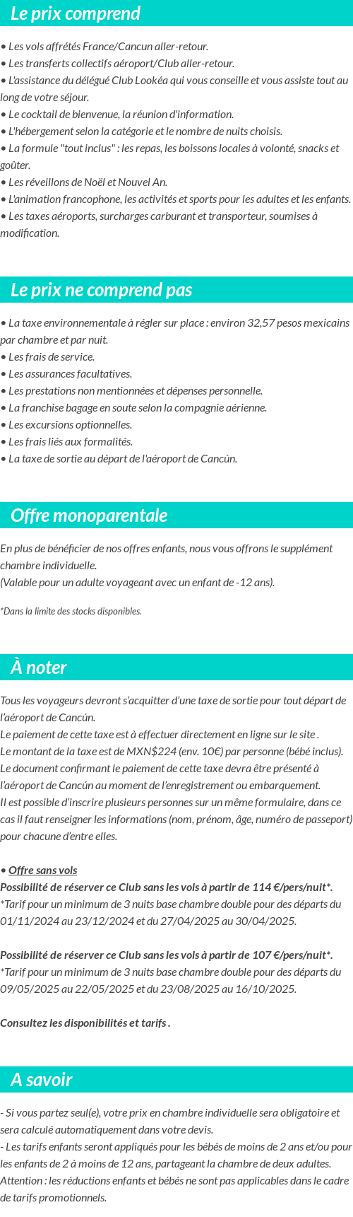 Conditions tarifaires