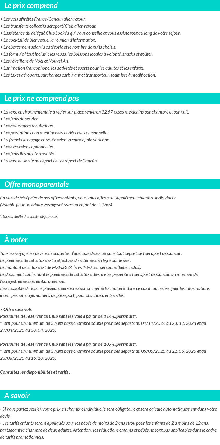 Conditions tarifaires
